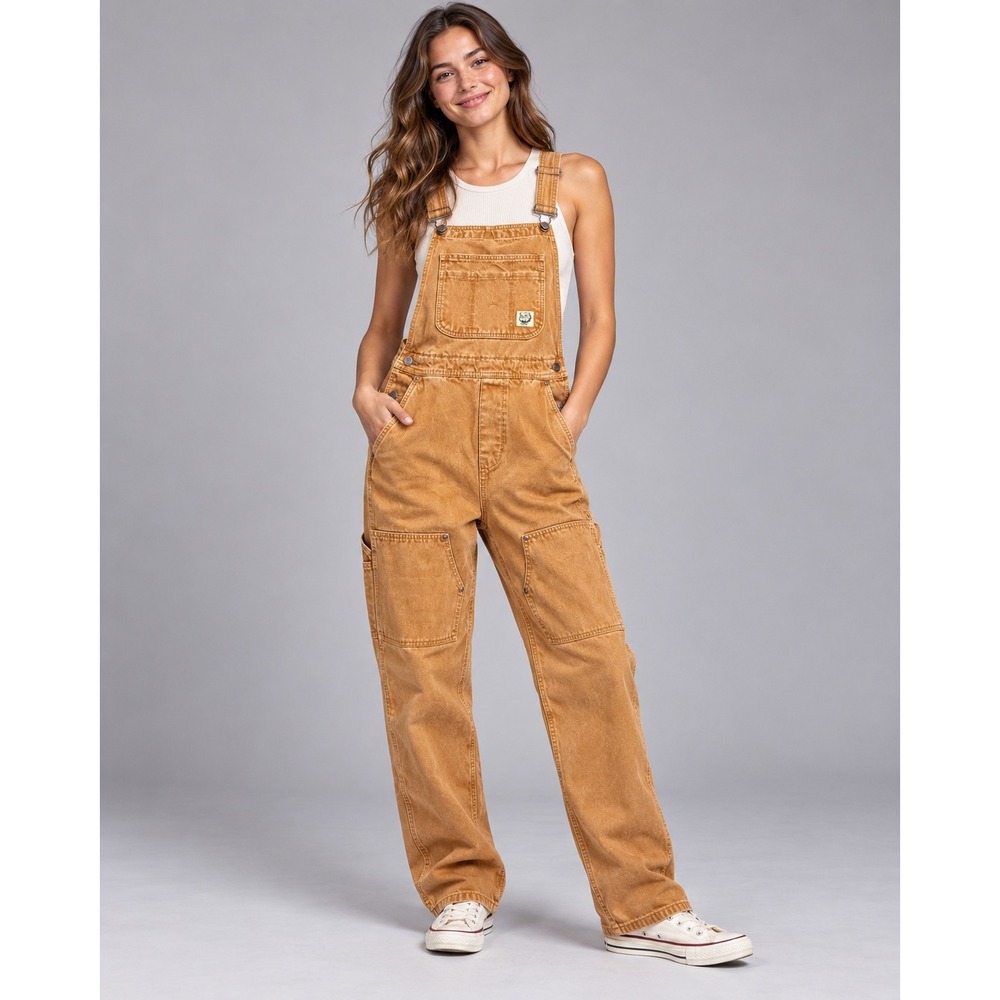 BDG Urban Outfitters Double Knee Carpenter Overalls Burnt Orange Small NEW